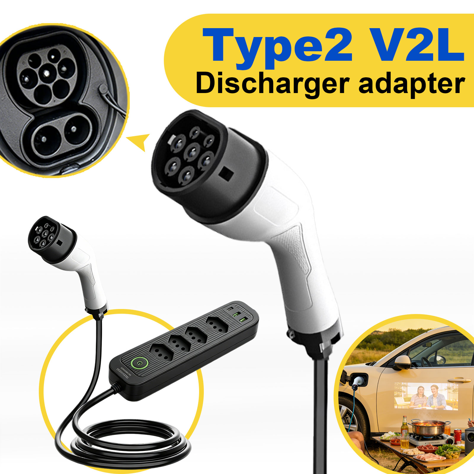 타입2 V2L 방전 어댑터 16A 브라질 소켓 EV - - Outdoor Power Outlet 리뷰 및 가격
