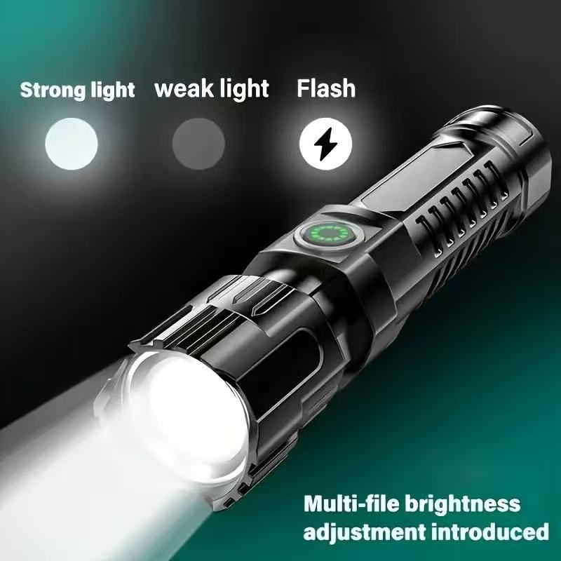 새로운 고출력 LED 손전등 USB 충전식 토치 내장  - Outdoor Power Supply 리뷰 및 가격